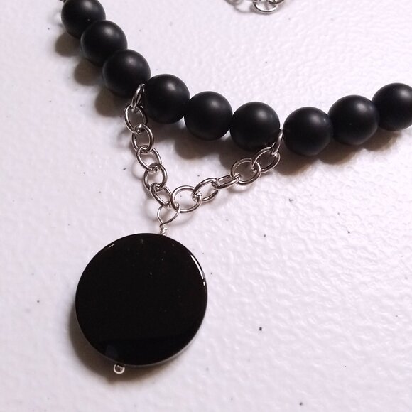 Sexy Seductive Business Casual Goth Grunge Domme | Black Agate + Stone Necklace - Picture 5 of 8